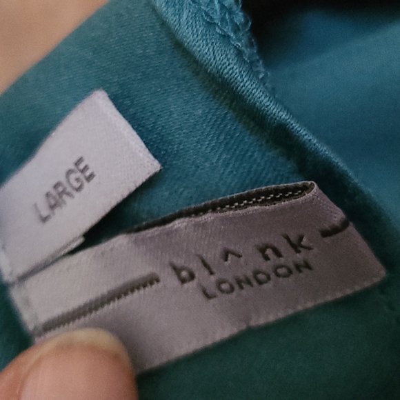 Jumpsuit Size Large Teal Green Satin Dressy Culotte Pants Drape Front Festive - Picture 7 of 9